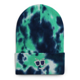 Shady Smirk Embroidered Tie-Dye Beanie (Ocean)